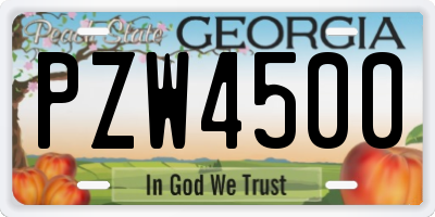GA license plate PZW4500
