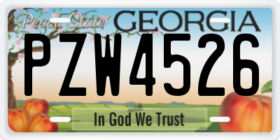 GA license plate PZW4526