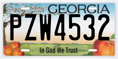 GA license plate PZW4532