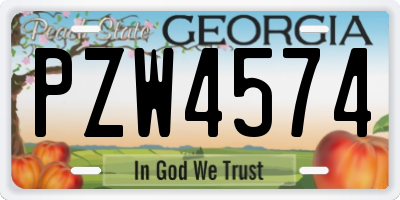 GA license plate PZW4574