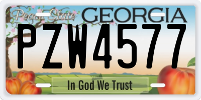 GA license plate PZW4577