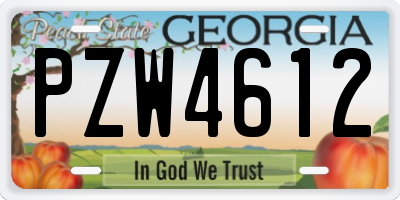 GA license plate PZW4612