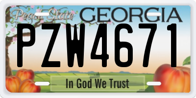 GA license plate PZW4671