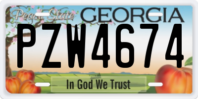 GA license plate PZW4674