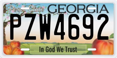GA license plate PZW4692