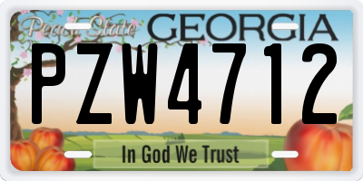 GA license plate PZW4712