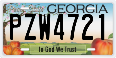 GA license plate PZW4721