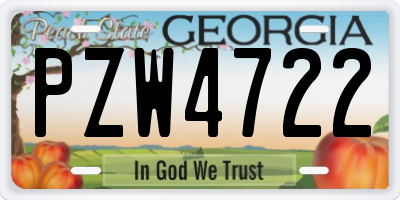 GA license plate PZW4722