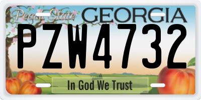 GA license plate PZW4732