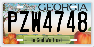 GA license plate PZW4748