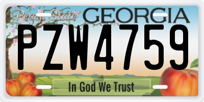 GA license plate PZW4759