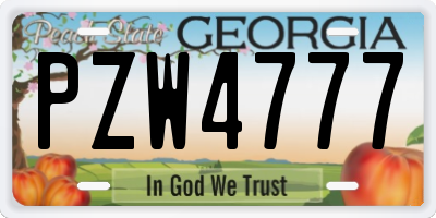 GA license plate PZW4777
