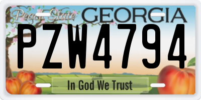 GA license plate PZW4794