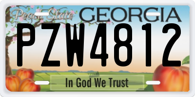 GA license plate PZW4812