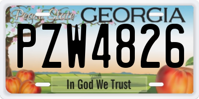 GA license plate PZW4826