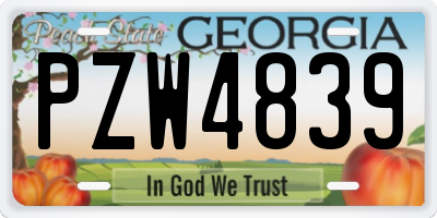 GA license plate PZW4839