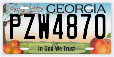 GA license plate PZW4870