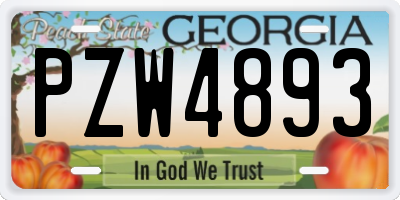 GA license plate PZW4893