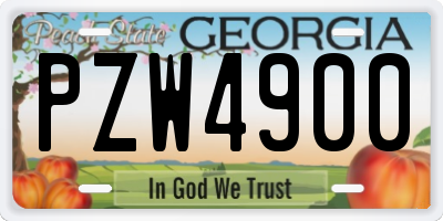GA license plate PZW4900