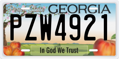 GA license plate PZW4921