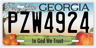 GA license plate PZW4924