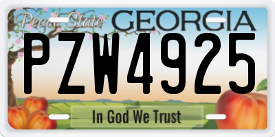 GA license plate PZW4925