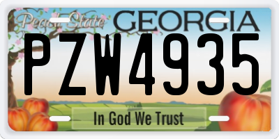 GA license plate PZW4935