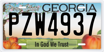 GA license plate PZW4937