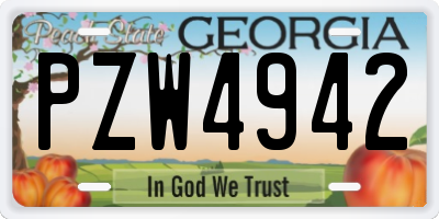 GA license plate PZW4942