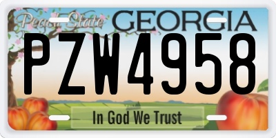 GA license plate PZW4958