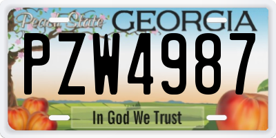 GA license plate PZW4987