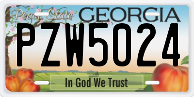GA license plate PZW5024