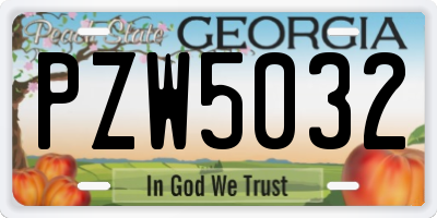 GA license plate PZW5032