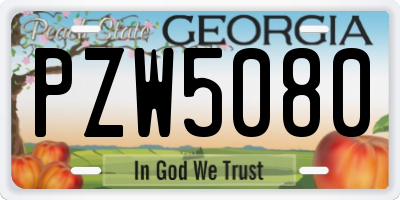 GA license plate PZW5080