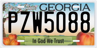 GA license plate PZW5088