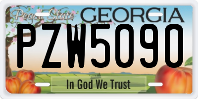 GA license plate PZW5090