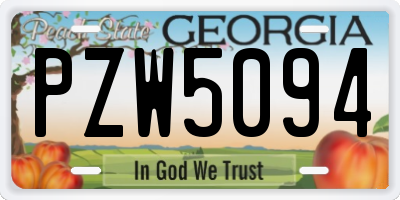 GA license plate PZW5094