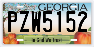 GA license plate PZW5152