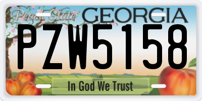 GA license plate PZW5158