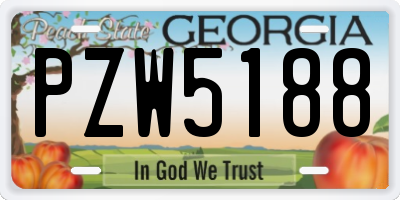 GA license plate PZW5188