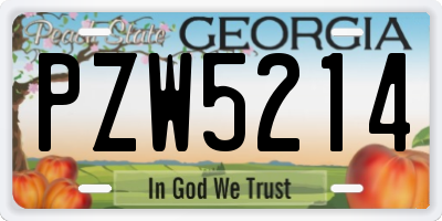 GA license plate PZW5214