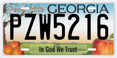 GA license plate PZW5216