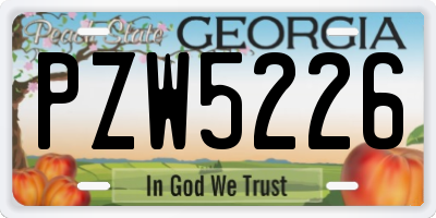 GA license plate PZW5226