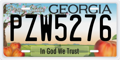 GA license plate PZW5276