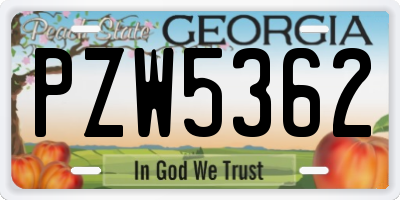 GA license plate PZW5362
