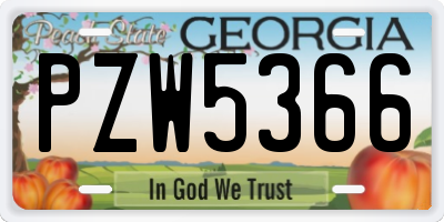GA license plate PZW5366