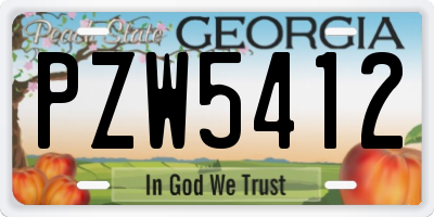 GA license plate PZW5412