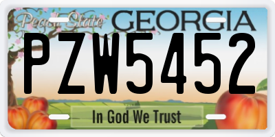 GA license plate PZW5452