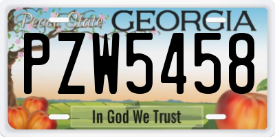 GA license plate PZW5458
