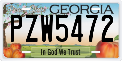 GA license plate PZW5472